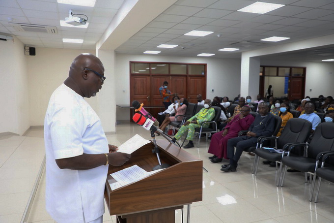 Eric Ayettey speaking during the launch of his books